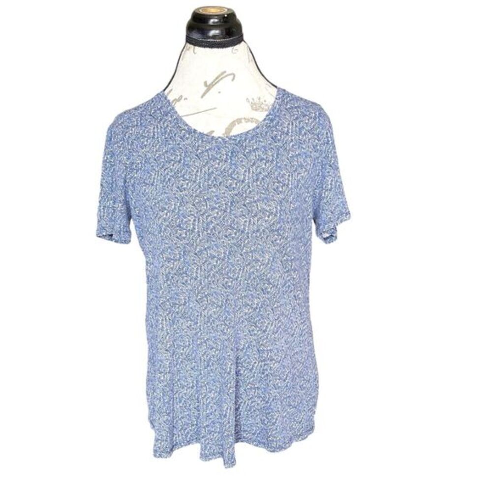 Jockey Womens Blouse Size Large Blue Short Sleeve Cotton Colorful Casual Modern